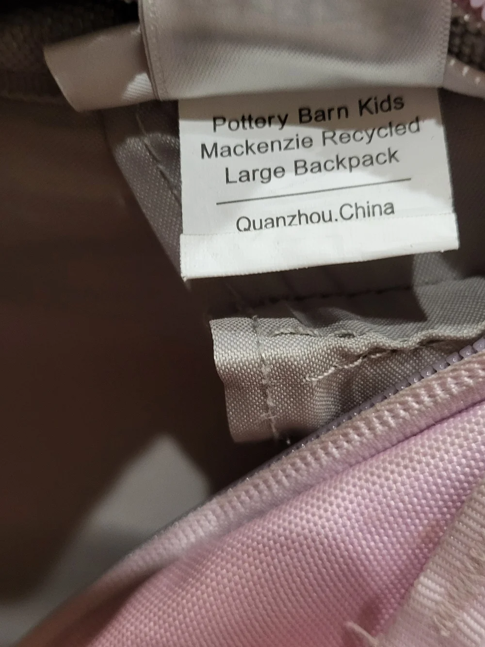 Pottery Barn Kids Pink Heart Print Backpack, Size Large